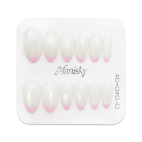Lot de 12 faux ongles en gel souple ABS, forme amande, style Ins, couvrance totale, à presser, avec étui d'emballage personnalisé pour salon
