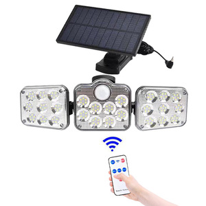 Three Head <b>LED</b> Solar Wall <b>Light</b> With Remote Control Outdoor Waterproof <b>Motion</b> <b>Sensor</b> <b>Light</b> For Garden Yard Security Lighting - Product Image 1