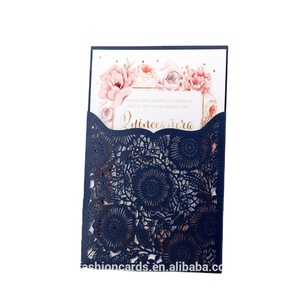 Tarjeta de invitación de boda de color <span class=keywords><strong>azul</strong></span> marino/rojo vino/dorado/rosa/<span class=keywords><strong>Blanco</strong></span>/Marfil, tarjeta de matrimonio, papel cortado con láser - Product Image 1