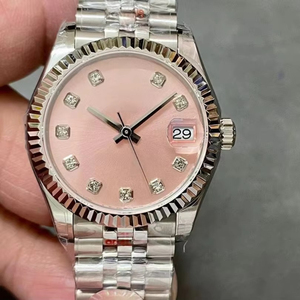 Reloj Automático de Alta Calidad con Diseño de Diseñador de Moda, Esfera Rosa de 38 mm, Correa de Acero Inoxidable, Elegante Reloj de Vestir para Mujer con Calendario - Product Image 1