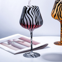 Verres à vin colorés en gros pour cadeaux, imprimés zèbre et léopard, gobelets à vin décoratifs pour les fêtes et les bars à domicile