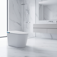 803 Toilette intelligente monobloc avec couvercle automatique, siège chauffant, protection en mousse, chasse d'eau automatique, bidet intégré, siphon en P inclus