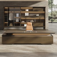 Meubles de bureau modulaires en bois de style italien moderne, éclairage LED, fonctionnels, haut de gamme, luxe, bureau de direction, léger