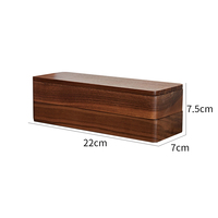 Boîte de rangement de bureau double couche en bois de noyer avec couvercle et séparateur amovible Boîte de rangement en bois pour bijoux de bureau et de maison