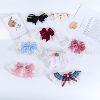 Collier pour animaux de compagnie avec nœud en dentelle et perles, serviette anti-salive pour chien et chat, style princesse, foulard pour toutes les saisons