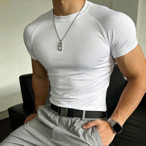 Camiseta Deportiva Transpirable de Poliéster para Hombre, Ajustada al Cuerpo, para Entrenamiento, Gimnasio, Fitness, Compresión - Product Image 1