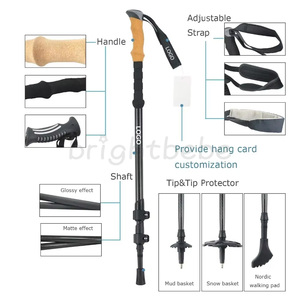 Bastón de Trekking Plegable Brightbebe con Empuñadura de EVA, Aluminio 6061/7075, Fibra de Carbono 3K, Bastón de Esquí Nórdico y Bastón de Caminata - Product Image 4