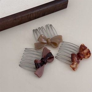 Accesorios para el Cabello de Estilo Coreano, Acetato, Diseño Geométrico Clásico, Color Chocolate con Leche, Pasadores Laterales para el Cabello - Product Image 5