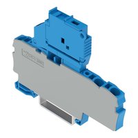WAGO 2002-1714 Porte-fusible pivotant 3 conducteurs en polyamide bleu pour montage sur rail DIN-35 250V, bornier à fiche rapide avec serre-câbles