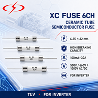 Fusible semi-conducteur en céramique XC FUSE 6CH 6.35x32mm 30KA Haute capacité de coupure 100mA-30A 500-1000V IEC 60269/ 248-19 TUV