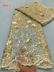 Tissu africain personnalisé Kalume Factory 4683, tissu en dentelle africaine brodée à la main avec des perles et des paillettes, tissu en dentelle à paillettes pour robes de mariée - Product Image 2