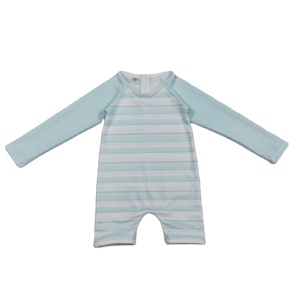 S0650 RTS Ensemble de bain à manches longues pour petite fille, imprimé rayures bleues et blanches, vente en gros pour enfants - Product Image 1