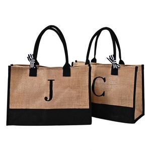 Sac fourre-tout en jute grande capacité, très vendu, avec logo imprimé, cadeaux promotionnels personnalisés - Product Image 1