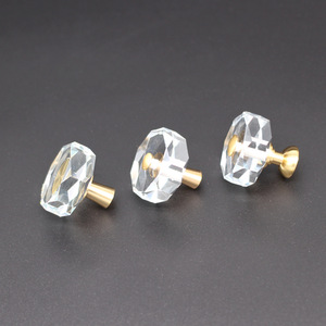 Acrylic <b>Crystal</b> Cabinet <b>Knobs</b> Octagonal 30mm Modern Design For Drawer Doors Easy Installation - Product Image 1