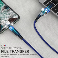 Type C Micro IOS 8 broches USB câble de chargeur rapide queue de poisson nylon tressé 3A type-c charge rapide cordon de synchronisation de données pour iPhone