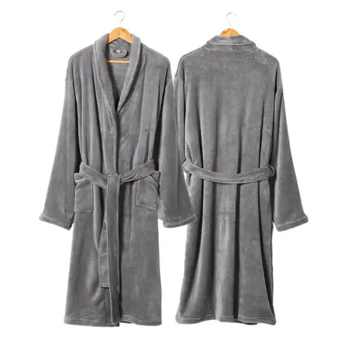 High Quality Custom Home Solid Flannel Bathrobe Luxury Bath Robes Couple Family Bathrobe Set With Spa