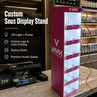 Présentoir LED en acrylique pour sachets de nicotine et snus – Idéal pour les magasins de tabac et présentoirs de vente au détail
