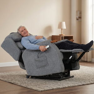 Fauteuil inclinable en tissu gris pour personnes âgées, position zéro gravité, pour la maison, le bureau, l'hôtel, le salon, siège de massage, fauteuil de détente - Product Image 1