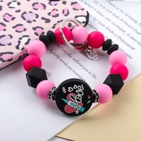 Neue Bunte Regenbogen-Silikon-Perlenarmband-Schlüsselanhänger für Lehrer, Ärzte, Krankenschwestern, Elastisches Armband, Schlüsselringe, Taschenanhänger, Accessoire