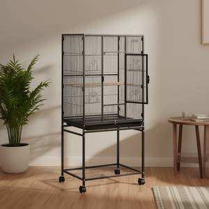 Cage à oiseaux moderne en fer 24,6 x 16,7 x 53,9 pouces avec perchoirs pour perroquets, perruches, conures, utilisation en intérieur - Product Image 2