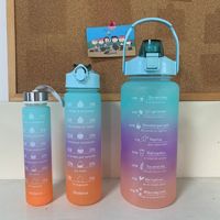 Nouvelles tasses à eau en plastique de couleur dégradée, trois ensembles, avec marques graduées, pour le sport