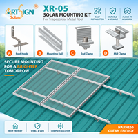 Artsign | Kit complet de système de montage solaire pour l'installation sur toiture métallique avec rail solaire, collier intermédiaire, collier d'extrémité et support de fixation PV