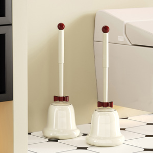 Vintage Style Toilet Brush Long Handle Nylon Bristles For Toilet Cleaning Red White Color Plastic Material - Product Image 4