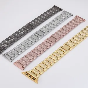 Coolyep 럭셔리 다이아몬드 스테인레스 스틸 금속 시계 밴드 애플 시계 스트랩 iwatch 3/4/5/6/7 SE