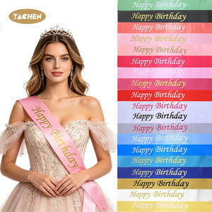 YACHEN vente en gros de ceinture de joyeux anniversaire en satin doux coloré <span class=keywords><strong>pour</strong></span> femmes et hommes fournitures de fête d'anniversaire <span class=keywords><strong>accessoires</strong></span> de décoration - Product Image 1