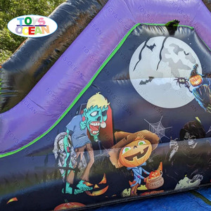 Tùy chỉnh thương mại ngoài trời Halloween khóa học vượt chướng ngại vật bí ngô ngôi nhà ma ám trượt trẻ em làm vật liệu PVC bền - Product Image 4