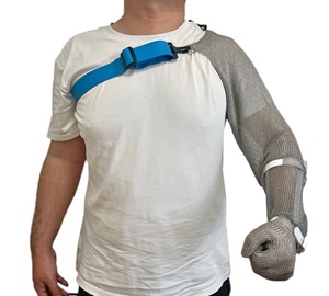 Guantes de cota de malla antideslizantes Protección de brazo completo Manga de extensión ajustable para uso forestal metalúrgico DIY - Product Image 1