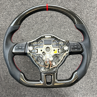 Volant en cuir personnalisé avec fibre de carbone et marque de centre rouge pour Volkswagen VW Golf 6 Golf 7 Passat CC Polo Tiguan Touareg MK6