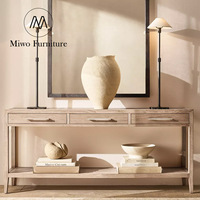 Table d'entrée moderne française à trois tiroirs, design en bois massif pour villa, salon, couloir, porche, personnalisable