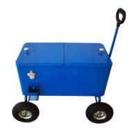 Chariot isotherme à roulettes grande capacité 73L, seau à glace métallique, boîte à glace isotherme avec roues et poignée de traction pour la plage