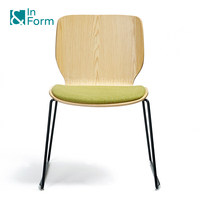 Mobilier scolaire empilable bibliothèque lecture contreplaqué élégant cadre en bois sans bras bureau salle de réunion réception visiteur côté chaise