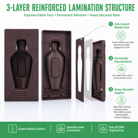 Plateau thermoformé en tissu laminé de qualité supérieure, insert anti-rayures pour coffret cadeau de bouteilles de vin, bière et vodka de luxe