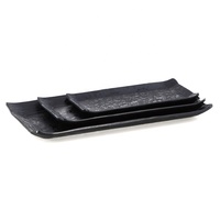 Vaisselle de restaurant 11.5 pouces Assiette à sushi rectangulaire en mélamine noire mate bon marché