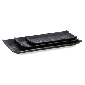餐厅餐具11.5英寸便宜的黑色哑光矩形三聚氰胺寿司盘 - Product Image 2