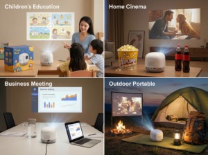 โปรเจคเตอร์พกพาขนาดเล็ก ระบบแอนดรอยด์ รองรับ WiFi 6 ความละเอียด 4K <span class=keywords><strong>HD</strong></span> ฉายระยะใกล้ รองรับ 3D แบตเตอรี่ในตัว ลำโพงในตัว ฉายภาพกลางแจ้ง ขนาด 200 นิ้ว เหมาะสำหรับการตั้งแคมป์ - Product Image 3