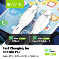 Bavin-Cable de carga rápida para teléfono móvil, Cable USB de nailon trenzado tipo C a USB tipo C 5A 100W