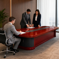 Table de conférence moderne en bois, mobilier de bureau exécutif, bureau de salle de réunion, table de réunion sur mesure en bois massif, fourniture directe d'usine
