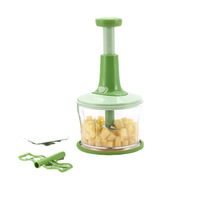 Picadora de alimentos manual con 3 cuchillas de acero inoxidable, cortador de verduras manual para frutas y patatas, herramienta de plástico y Metal