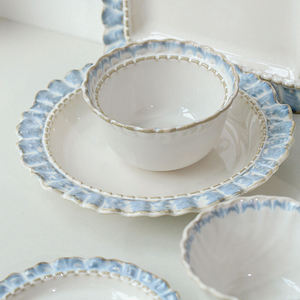 <span class=keywords><strong>Vajilla</strong></span> de Cerámica de Estilo Francés de Lujo, Juego de Platos de Color Azul, Juego de Platos y Tazones de Cerámica con Relieve, <span class=keywords><strong>Vajilla</strong></span> - Product Image 2