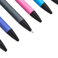Stylo publicitaire BECOL en gros, stylo à bille rétractable en métal avec revêtement en caoutchouc souple et finitions noires pour le bureau