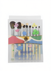 Set di pennelli per trucco Grenobil 9 pezzi con setole sintetiche e manico in legno H715 - Product Image 1