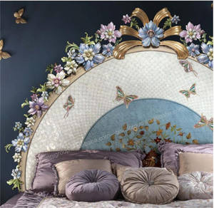 Lujoso Noble violeta Italia Milán estilo bastante las flores de mariposas boda cama Villa dormitorio de la Reina o Rey cama doble de tamaño - Product Image 3