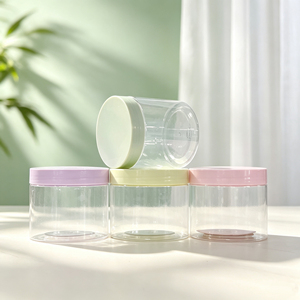 Pots cosmétiques en plastique transparent avec couvercles à vis violet, conteneurs de rangement cylindriques à large ouverture - Product Image 2