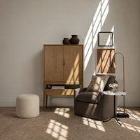 Armoire haute de style Mid-Century Moderniste en chêne massif naturel, vitrine de rangement avec étagère ouverte pour salon, salle à manger, maison moderne