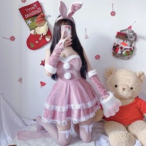 Costume de cosplay anime pour femme adulte, robe bandeau en velours rose, tenue de fête de Noël, taille plus, vente en gros - Product Image 4