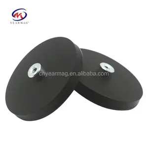 D55mm Permanent Neodymium Rubber Wrap Mounting Magnet with Screw Hole